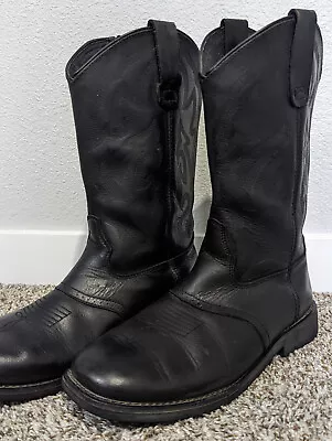 VTG Wrangler Paisley Black Leather Cowboy Boots Men's Size 11D • $42.99