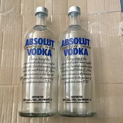 2 Empty 750ml ABSOLUT Vodka Glass Bottles/ Reclaimed Glass Great For Crafting • $7