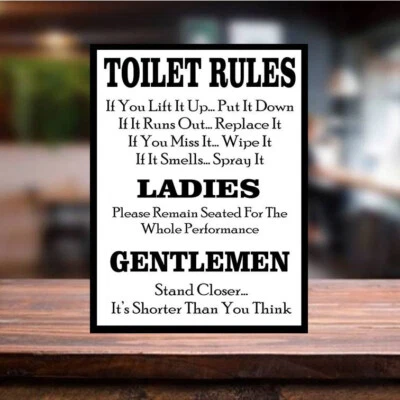 £5.09 • Buy Toilet Rules Funny Bathroom Vintage Retro Metal Sign Metal Wall Door Art Decor