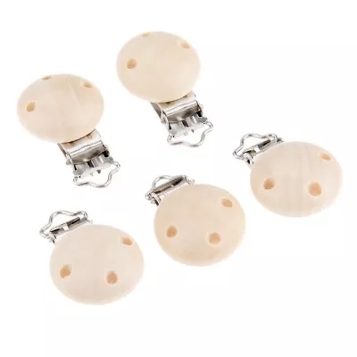 5/10/50/100pcs Wooden Home Baby Round Pacifier Clip Metal Holders 3 Hole 4Colors • $4.50