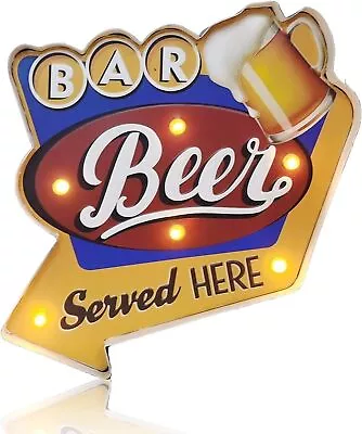 Beer Illuminated Bar Sign Home Bar Display Light Up Mancave Pub Shed Cave Decor • £39.99