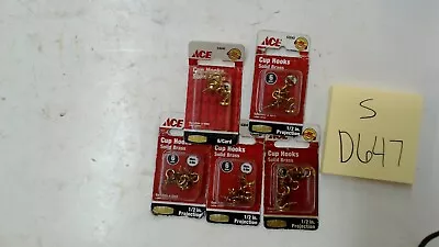 53242 Ace Cup Hooks Solid Brass 1/2 Inch • $12.95