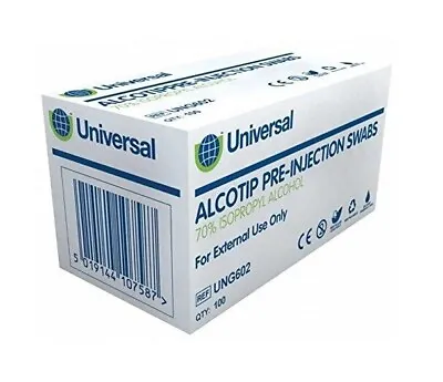 Universal Alcotip Pre Injection Swabs IPA Alcohol Wipes - 70% Isopropyll • £16.97