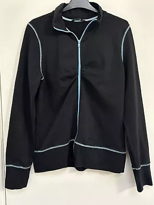 Long Tall Sally 18 Zip Up Sports Top Black Turquoise  • £14.99