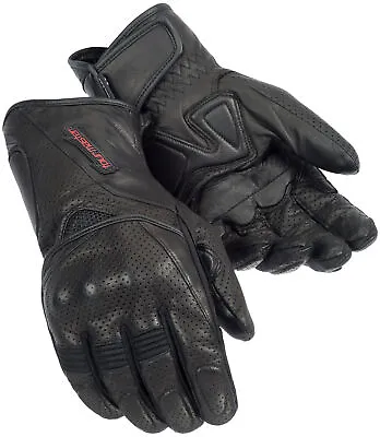 Tourmaster Dri-Perf Gel Men's Black Leather Waterproof Motorcycle Gloves • $24.99