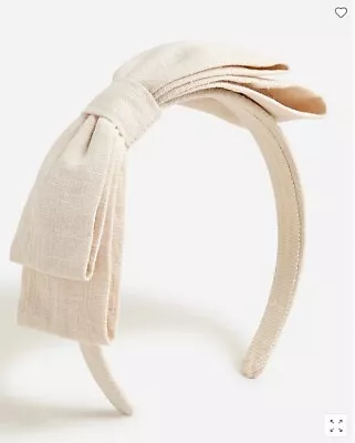 New J Crew Bow Headband Natural Beige Linen 1/2  Width • $22.99