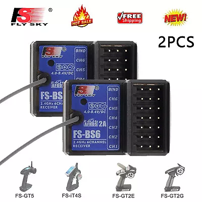 2PC FlySky FS-BS6 2.4Ghz 6CH Receiver F/FlySky FS-GT5 FS-IT4S Transmitter RC Car • $38.48