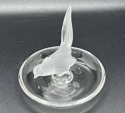 Lalique Crystal France Pheasant Frosted Glass Ring Holder Dish - Vintage Signed • $45