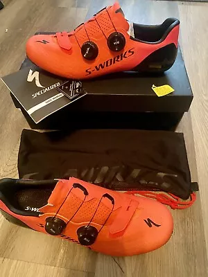 S Works 7 Carbon Road Shoe Acid Lava Pink 44.5 Mens Specialized Red Black • $289