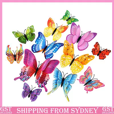 12PCS 3D DIY Wall Decal Stickers Butterfly Home Room Art Decor Decorations AU • $5.59