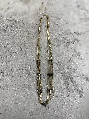 Vintage Multi-Strands Goldtone Beaded Necklace Hook Clasp • $14.98