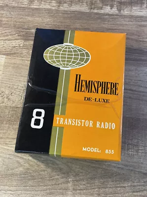 Vintage Hemisphere De-Luxe 8 Transistor Radio Model 855 New  W/ Box And Case • $32.90