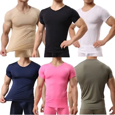 Men's T-Shirt Gym Bodybuilding Sports Tops Slim Fitness Tight Short Sleeve Shirt • £10.76