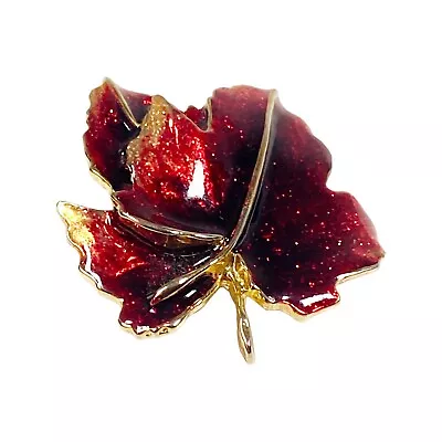 Vintage Brooch 2  Maple Leaf Jewelry Pin Red Enamel Abundance Canada Symbol Gift • $14.98