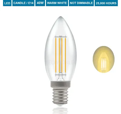 Small Screw 40 Watt Candle Bulb E14 4W=40W LED SES Candle Light Bulbs Warm White • £2.98