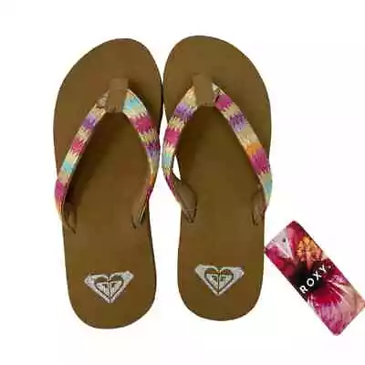 Roxy Girls' RG Porto Raffia Flip Flops Girl's Size 5 NWT • $20