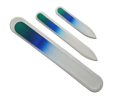 3 Pc Mont Bleu Czech Etched Crystal Glass Manicure Nail File Set Many Colors • $11.99