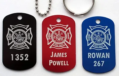 Firefighter Identification ~Metal~ Dog Tag - 9 Colors And Free Engraving • $9.99