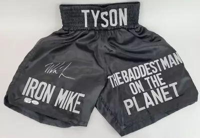 Mike Tyson Signed ‘Iron Mike Baddest Man On The Planet’ Boxing Trunks (JSA) • $375