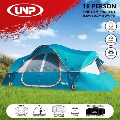 $249.89 • Buy Camping Big Tent 7-10 Person Eesy Set Up Family Outing Hiking Shade Shelter Dome