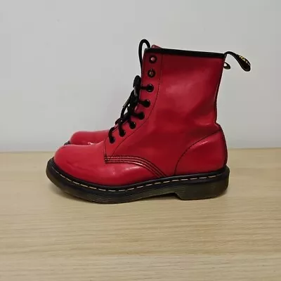 Dr Martens 1460 Womens Red Rouge Patent Leather Ankle Boots Size Uk 5 Eu 38 • £49.99