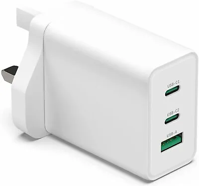 65W USB C Charger Plug 3 Port Type C Fast Wall Charger For IPhone Apple MAcBook • £19.99