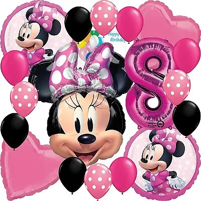 Disney Minnie Mouse Party Supplies Licensed Balloon Bouquet Bundle 8th Birthday • £20.43