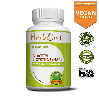 NAC N-Acetyl L-Cysteine Veg Capsules Antioxidant 500mg Best NAC Supplement Amino • £5.93