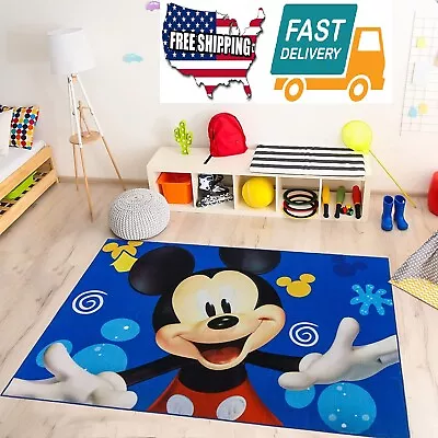 Home Kids Play Disney Mickey Mouse Rug Bedroom Decor Mat Bedding Area Carpet • $125