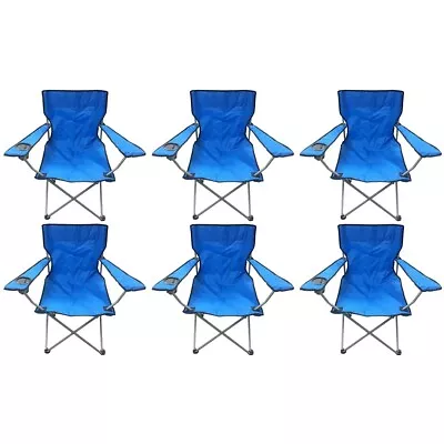 6 Blue & Black Lightweight Folding Camping Beach Captains Chairs • £75.99