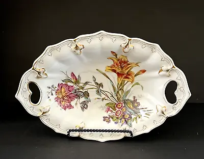 C T Carl Tielsch Altwasser Hand Painted Floral Serving Bowl Gold Trim Germany • $75