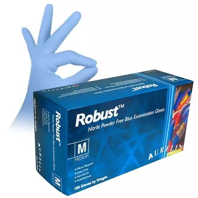 BLUE NITRILE ROBUST Powder & Latex FREE Disposable Gloves 100 5000 1000 *VAT • £9.40