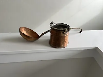 Vintage Handmade Hammered Copper Bucket & Ladle • $20