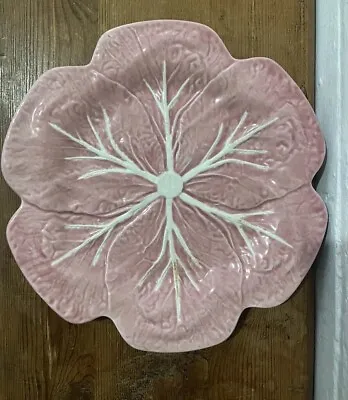 Bordallo Pinheiro Vtg Pink / White Cabbage Leaf Dinner Plate Portugal 10.75 • £30