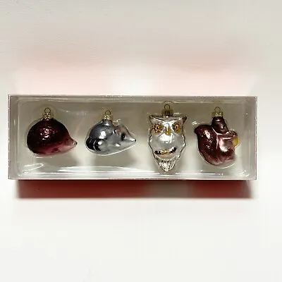 Martha Steward Collection Mini Molded Woodland Creatures Glass Ornaments Set 4 • $26.99