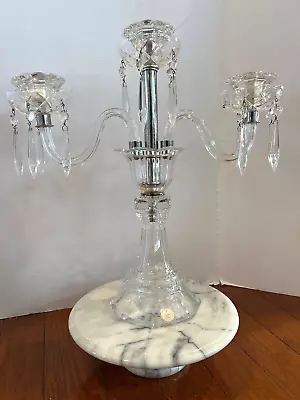 Vintage Large 3 Arm Crystal Candelabra 11 Prisms 17.5” Tall Formal Home Decor • $130