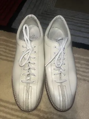 Mens Vintage Leather Sole Dexter Bowling Shoes 8.5 -Ivory • $25