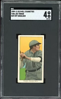 1909-1911 T206 Joe Tinker Bat Off Shoulder Old Mill HOF Chicago Cubs SGC 4 VG-EX • $1000