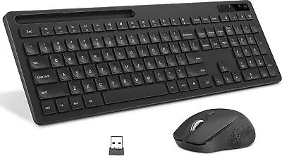 Wireless Keyboard And Mouse Keyboard With Phone Holder 2.4GHz Silent Wireless • $45.99