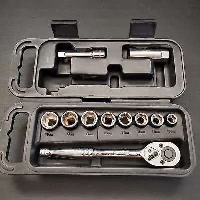 Stanley 11 Piece Metric Socket Set With Crescent 3/8  Socket Wrench And Case • $19.50