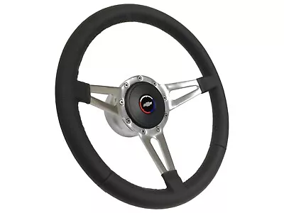 1969-94 Chevy 9-Bolt Leather 14  Steering Wheel Kit With Bow Tie 3-Spoke Slots • $314.99