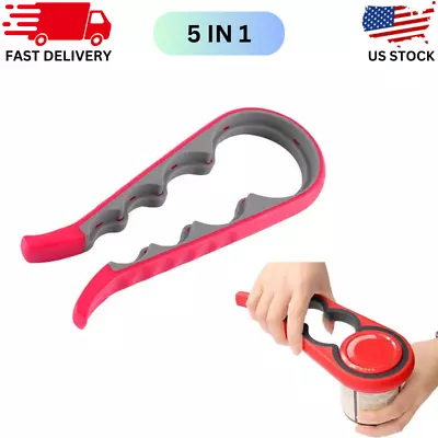 Multi Purpose Jar Opener Weak Single Hand 5  In 1 Non Slip Handle Easy To Use • $12.24