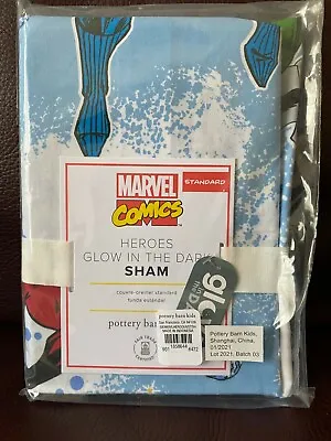 1 Pottery Barn Kids Glow In The Dark MARVEL Comics Heroes Standard Sham NEW  • $29.69