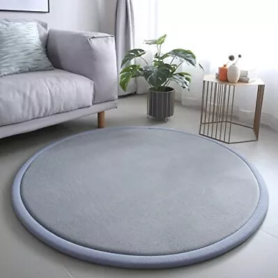 Thick Kids Round Rug - Coral Velvet Area Rugs Memory Foam 63  Round Grey • $140.95