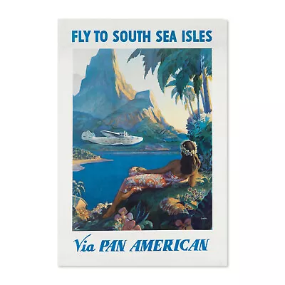 1940s Fly To The South Sea Isles Tropical Vintage Style Travel Poster • $16.99