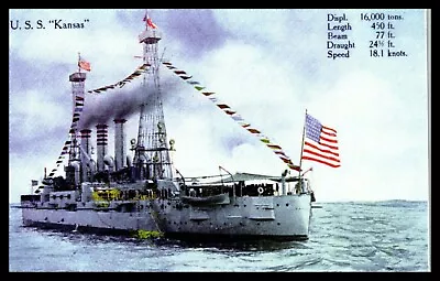 Postcard USS Kansas BB-21 • $4.75