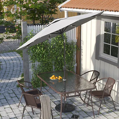 3M Parasol / Solar Lights Umbrella Canopy Shade Patio Tilt Crank BASE Steel Pole • £47.99