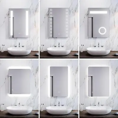 LED Bathroom Mirror With Shaver Socket / Demister / Lights Illuminated 500x700mm • £75.99