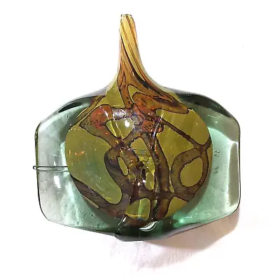 Mdina Michael Harris Fish Art Glass Stem Vase Modernist Signed 1970s 1979 • $340