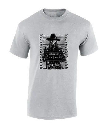 Anonymous Mugshot Mens T Shirt Cool Illuminati All Seeing Eye Conspiracy Theory • £7.99